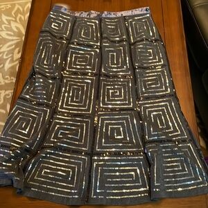 Sequined Lined Maxi Skirt. Elegant. Gray. Size 18